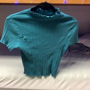 Blue high neck crop top